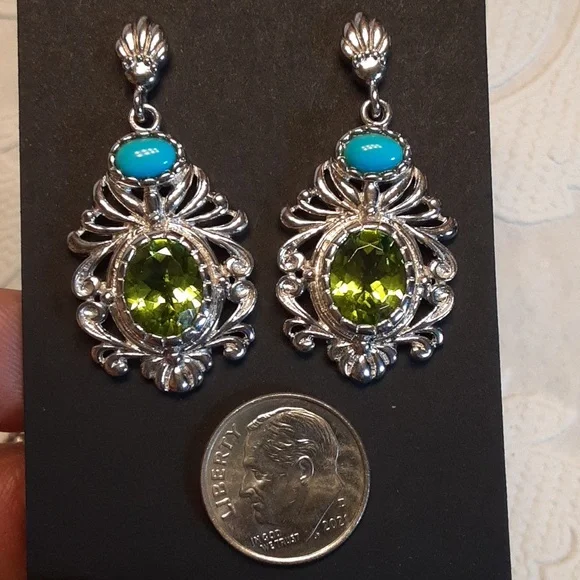 925 Genuine, Untreated Peridot and Sleeping Beauty Turquoise.  Bold. - Picture 6 of 8